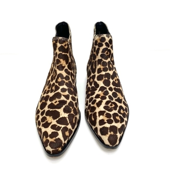 REBECCA Minkoff Maydsin Leopard Pointed Toe Calf Hair Ankle Boots in Beige - Picture 4 of 11